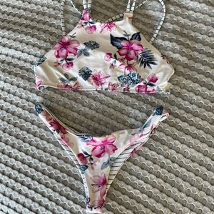 Frankie’s Bikinis Floral Stripe Suit